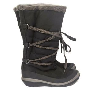 TIMBERLAND Black Suede & Nylon Lined Faux Fur Lace Up Winter Boots 7.5